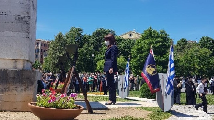 President Katerina Sakellaropoulou in Corfu on May 21, 2021.
