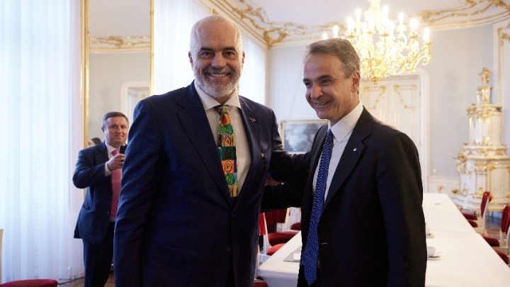 Greek PM Mitsotakis meets with Albanian PM Rama in Tirana, on sidelines of summit